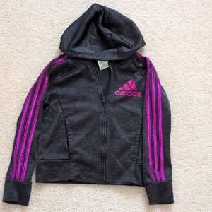 Adidas Kids Charcoal and Magenta Hoodie, size 10/12